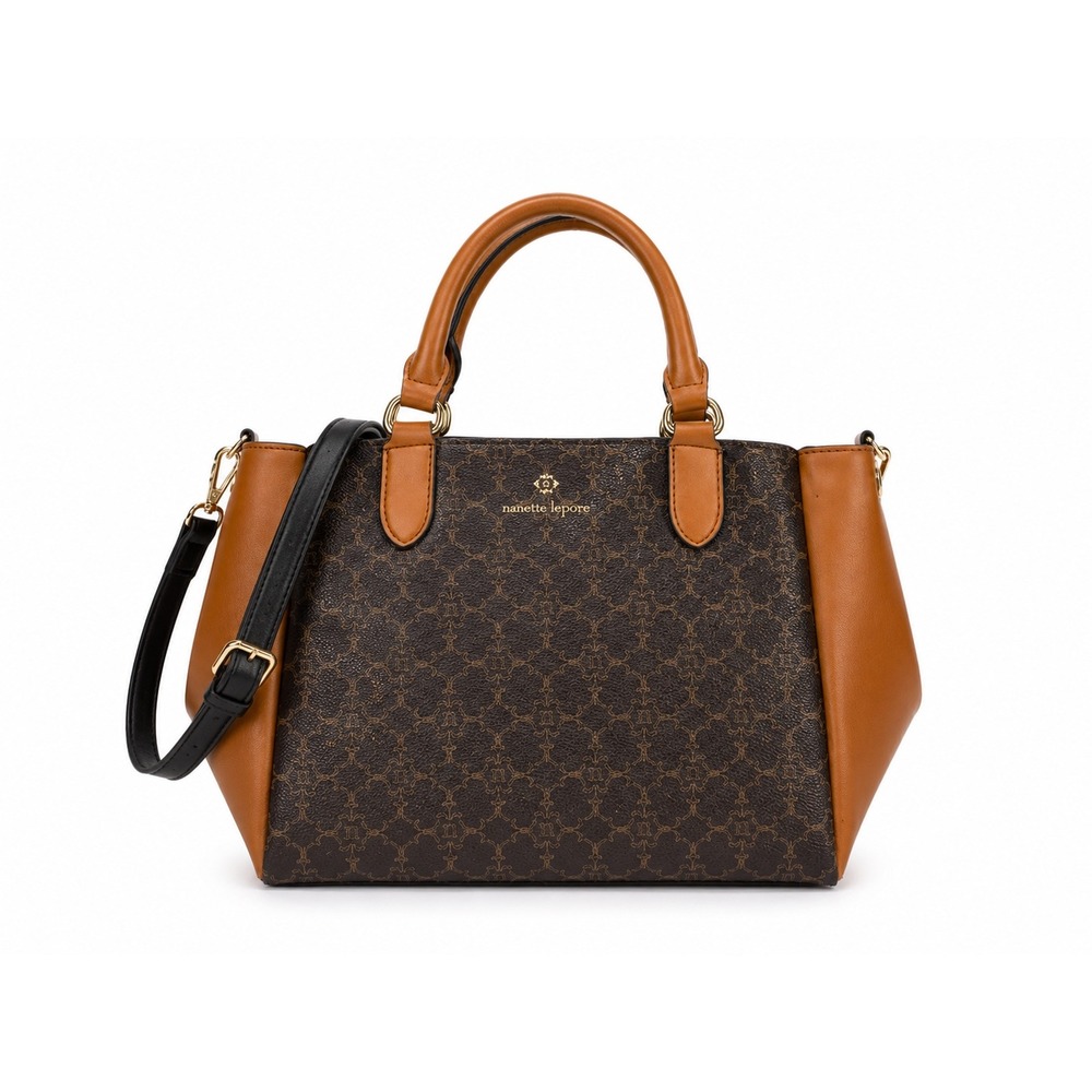 Nanette Lepore Vintage Y2K Brown Chocolate Logo Dome Crossbody Bag